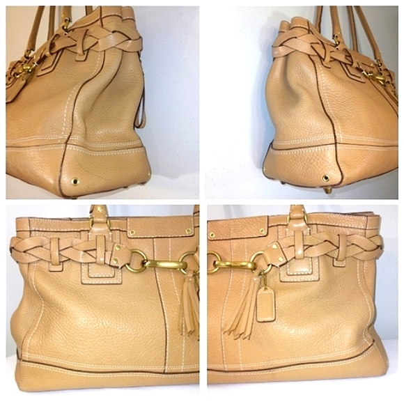 COACH XL Pebbled Leather Hampton Carryall in Light Camel - Picture 5 of 15